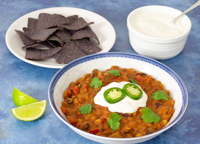 Simple Vegan Chili with Dairy-Free Sour Cream
