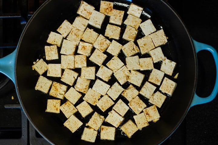 Crispy Pan Seared Tofu. Photograph by Happycowandme.com. Lafayette, La. 