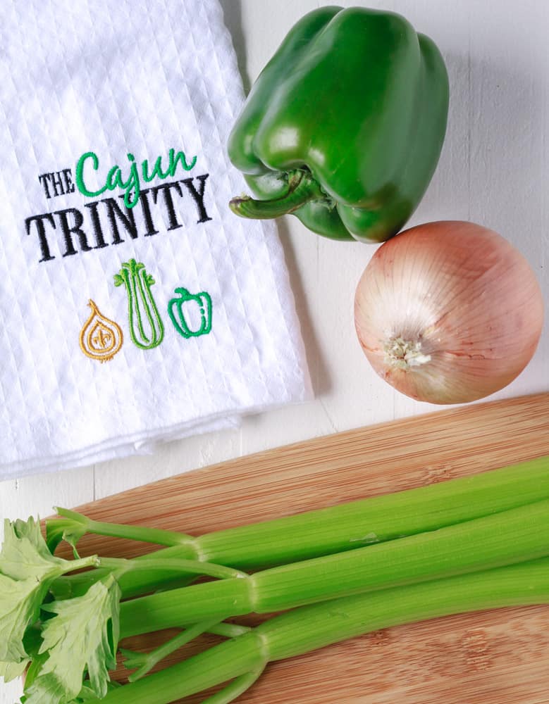 The Cajun Trinity consist of onion, celery, and bell pepper. Photograph by Happycowandme.