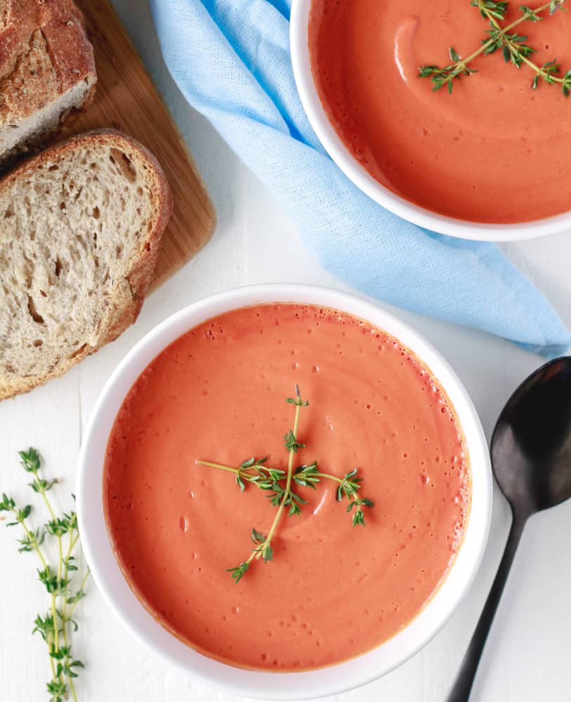 Slimming Vegan Tomato Soup. Photograph by Happycowandme.com.