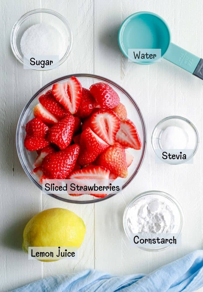 Ingredients for healthy strawberry compote