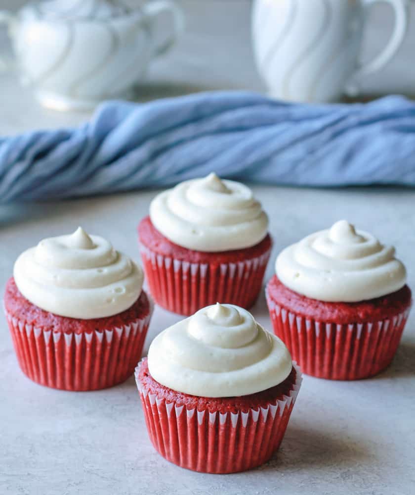 skinny red velvet cupcakes with cream cheese frosting