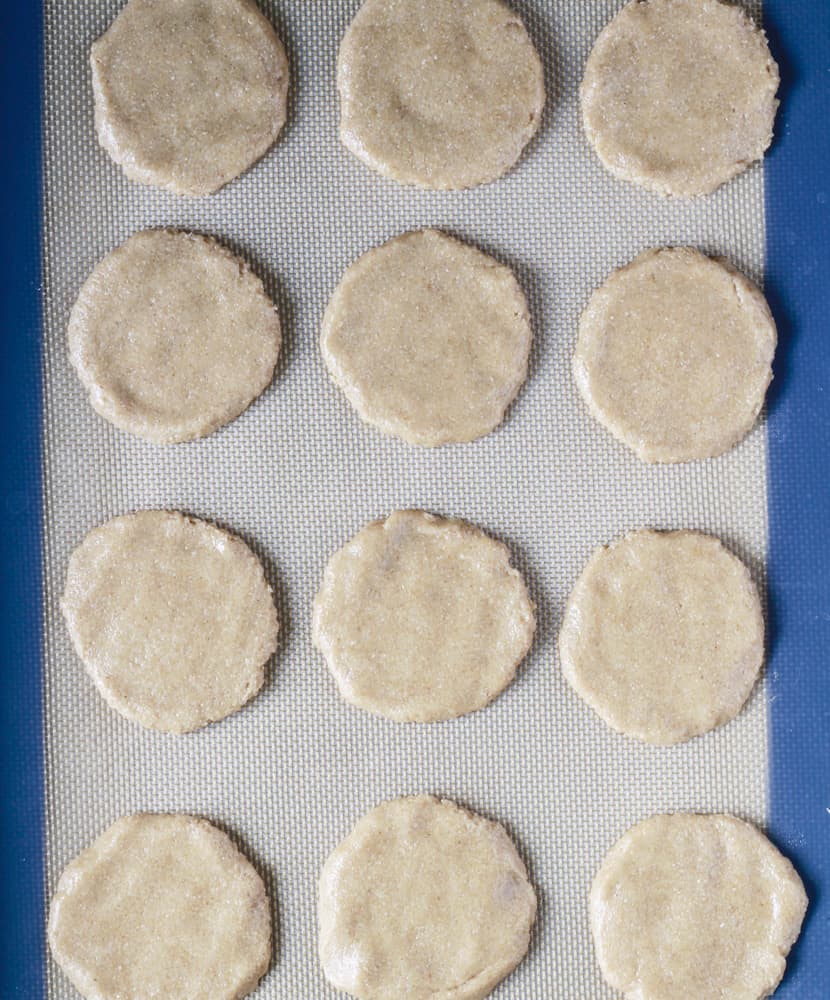 healthy sugar cookies on a baking tray