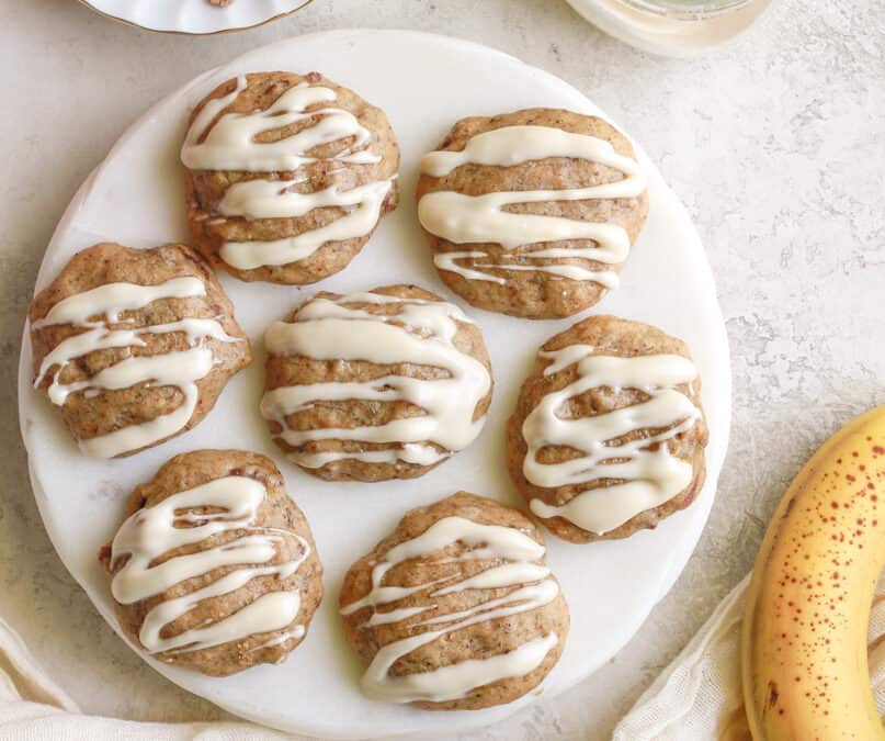 Vegan Banana Bread Cookies with Maple Glaze