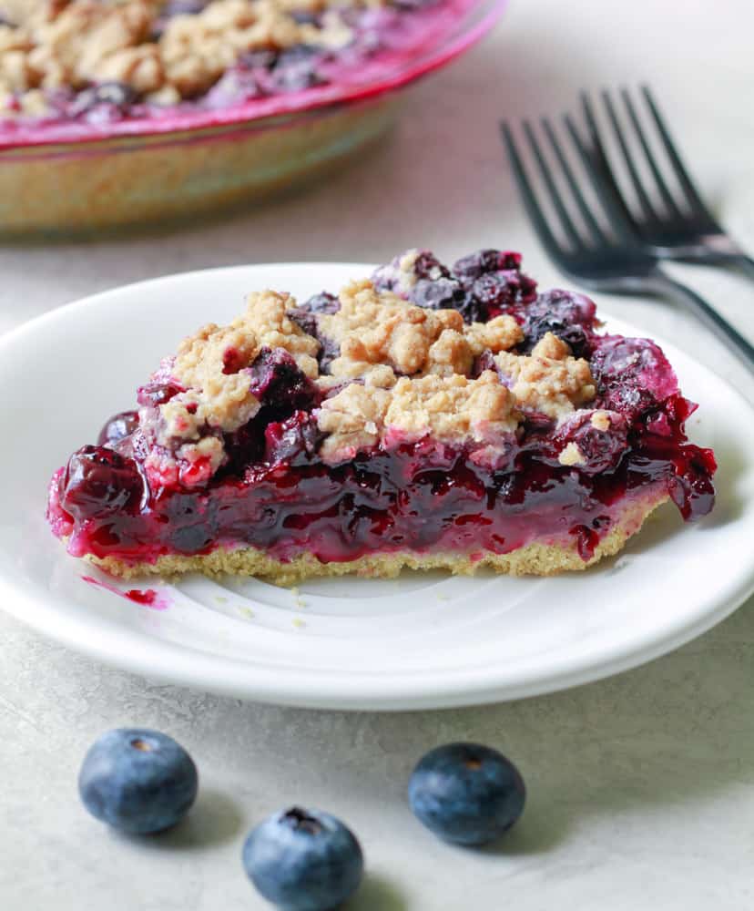 a slice of healthy blueberry pie