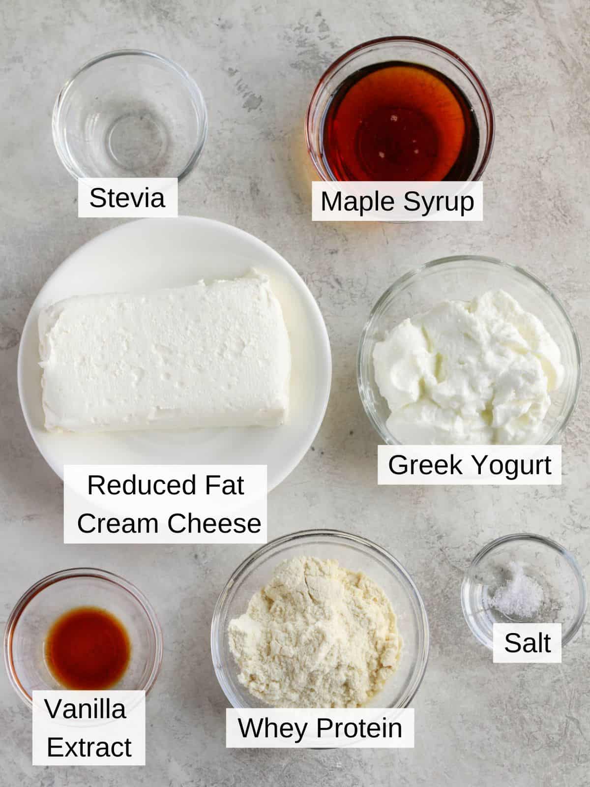 Ingredients to make protein frosting