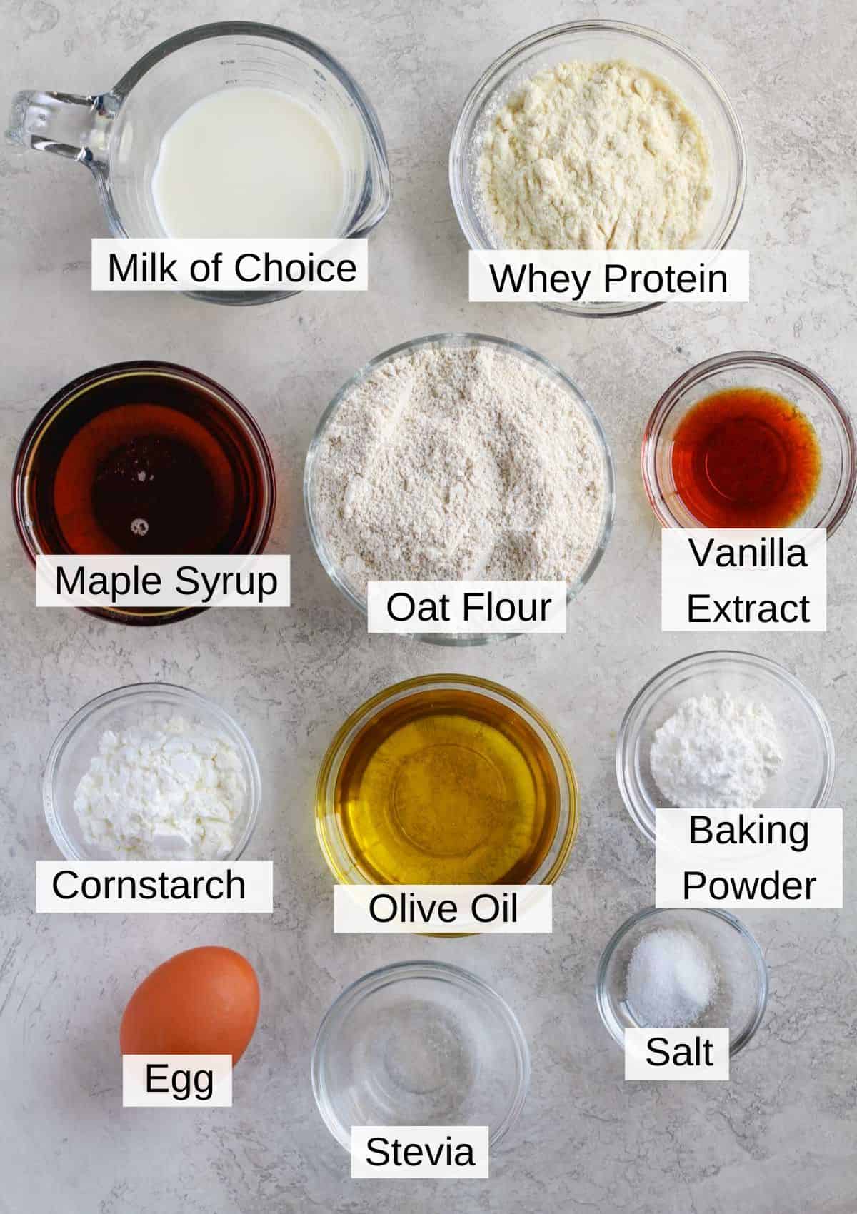 ingredients to make protein cupcakes