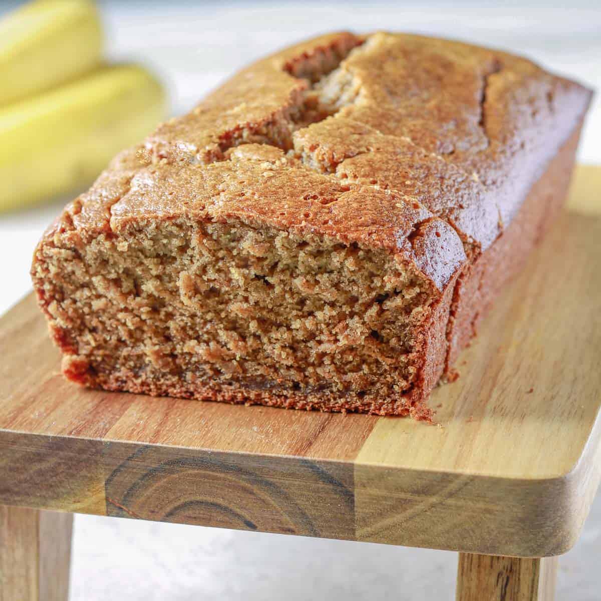 the inside of a loaf of banana bread