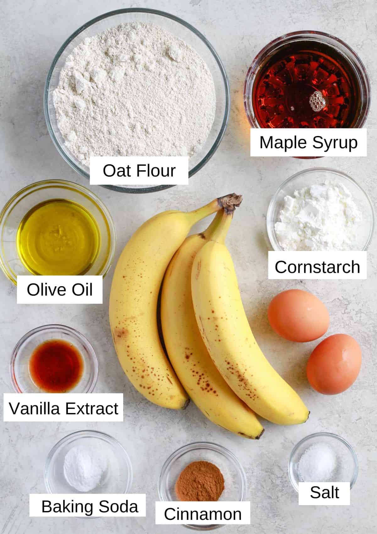 Ingredients to make banana bread 