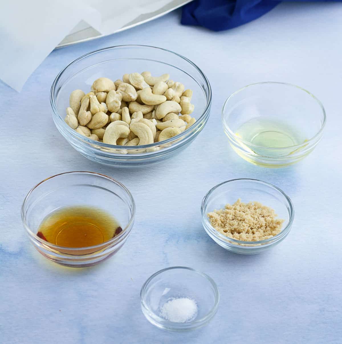 Ingredients to make maple roasted cashews