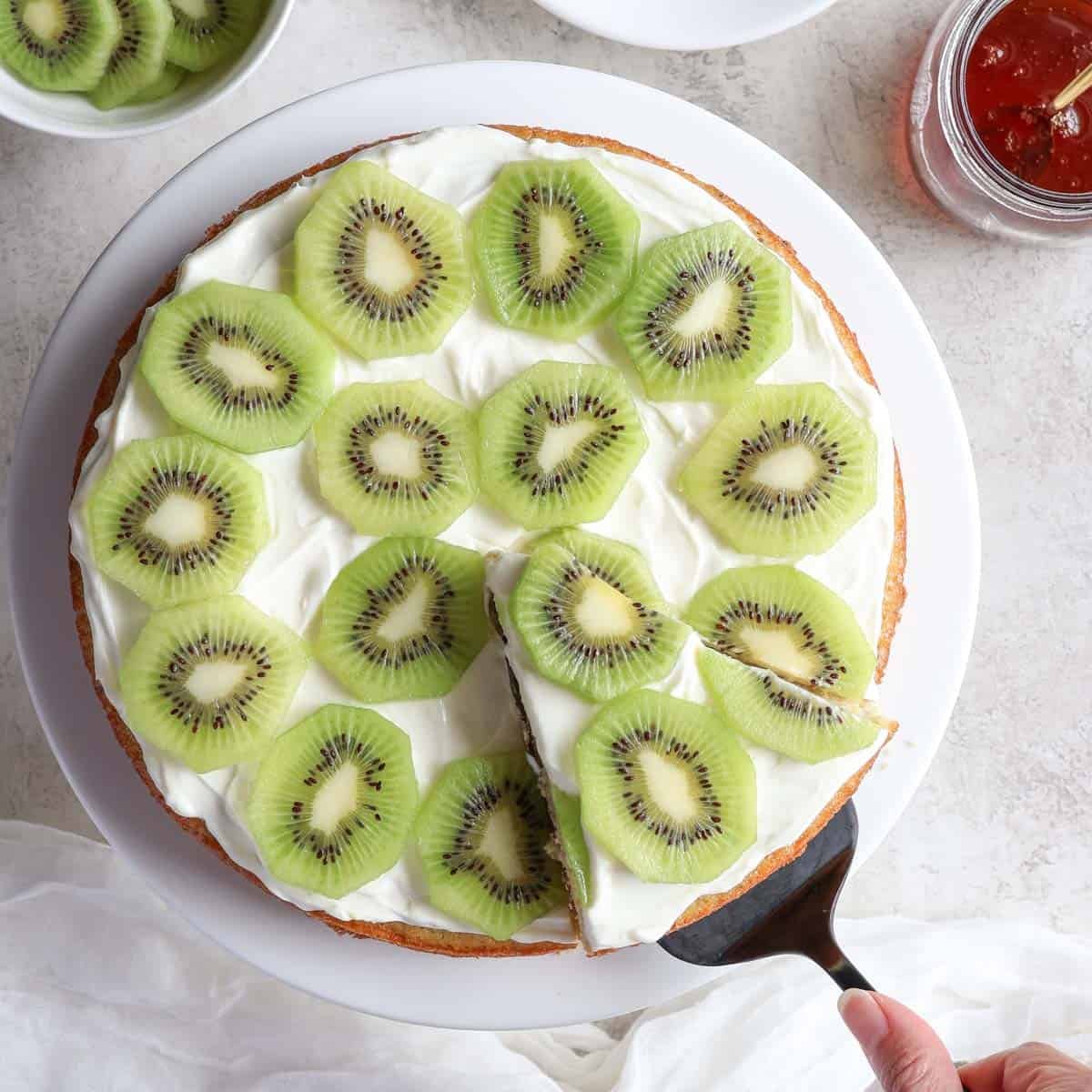 Kiwi Cake with Light Cream Cheese Frosting