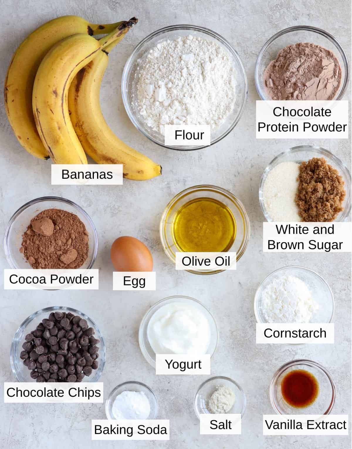ingredients to make banana bread