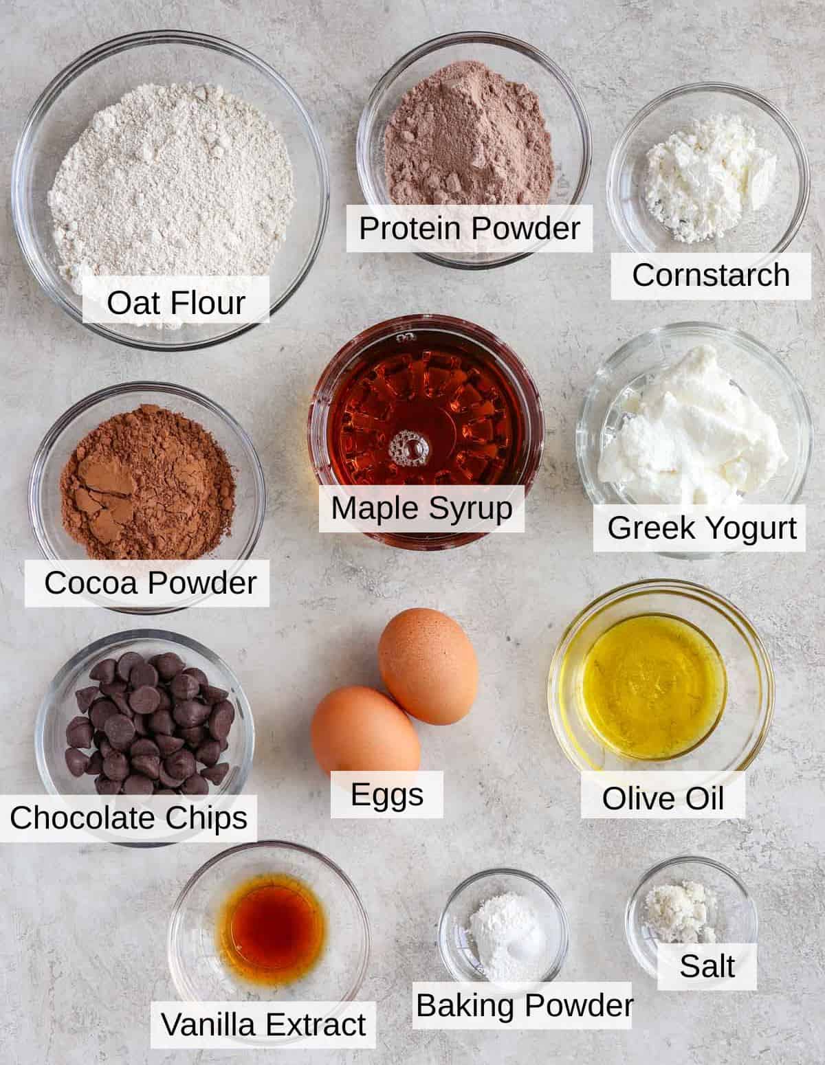 Ingredients to make healthy brownies