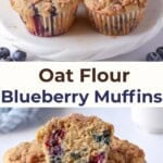 bakery style oat flour blueberry muffins with crumb topping