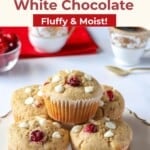 healthy oat flour muffins with cranberry and white chocolate