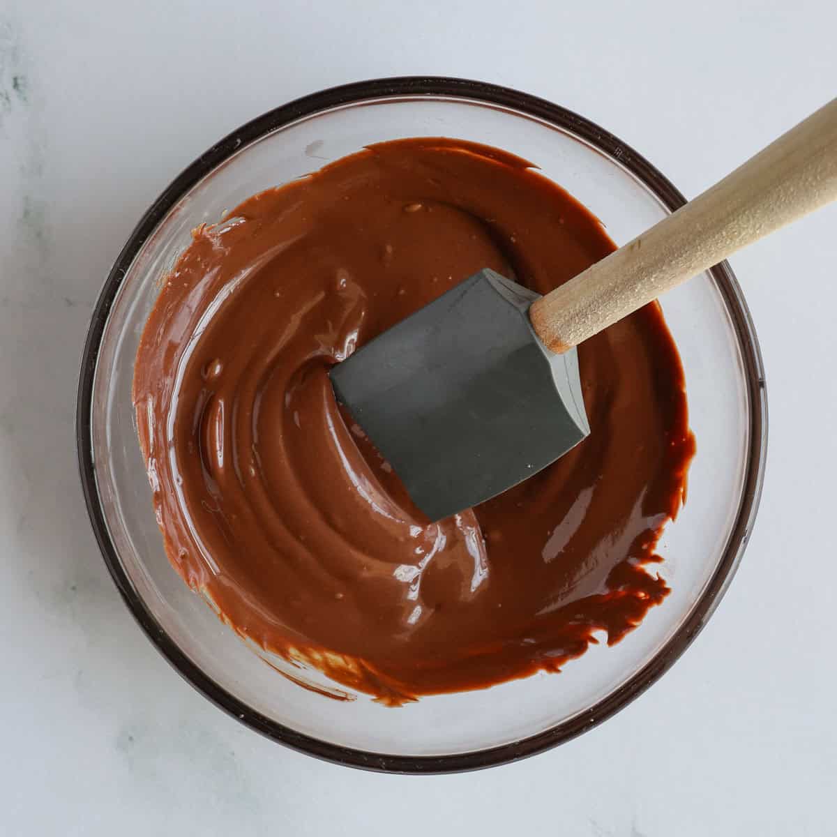 fudge frosting in a bowl