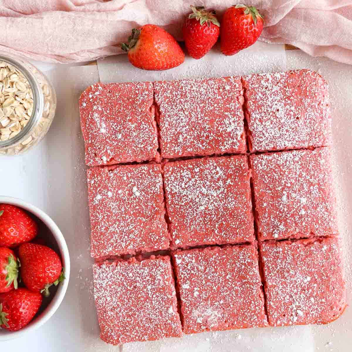 Strawberry protein bars made with fresh strawberries